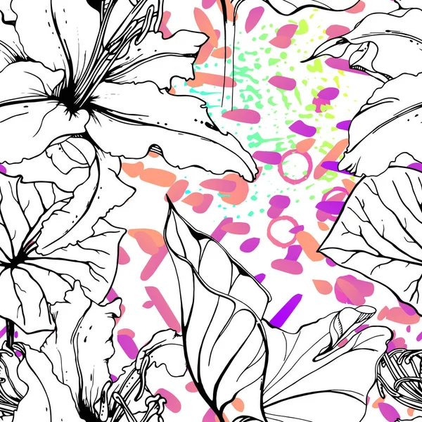 芸術的な花のシームレスなパターン。ベクター｜print — ストックベクタ