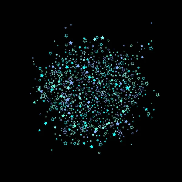 Azul, cian, estrellas de brillo turquesa, confeti. — Vector de stock