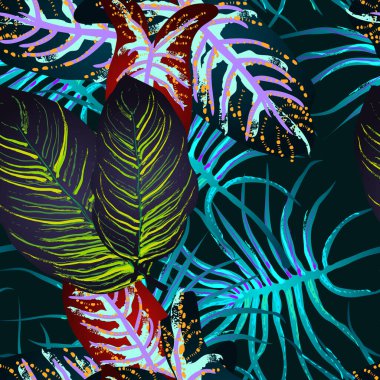 Tropik Yaprak. Modern Motif. Orman Yazdırma.