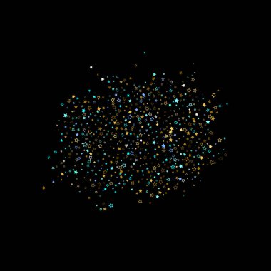 Altın, Mavi yıldızlar, çıkıntı, parlak konfeti. 