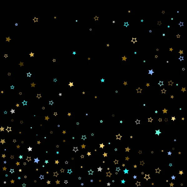 Or, étoiles bleues, pignon, confettis brillants. — Image vectorielle