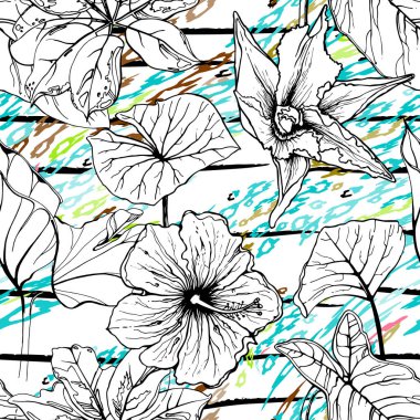 Modern Stripes Orman Motifi. Siyah Beyaz