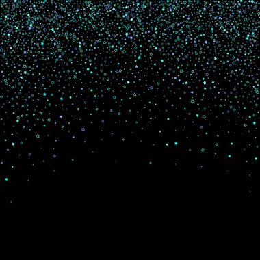 Mavi, turkuaz, turkuaz parıltılı yıldızlar, konfeti.