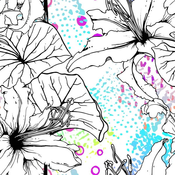 Καλλιτεχνικό μοτίβο χωρίς ραφές λουλουδιών. Εκτύπωση διανύσματος — Διανυσματικό Αρχείο