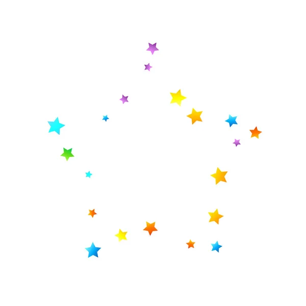 Rainbow Festive Confetti. Carnival Star Falling. — Stock Vector