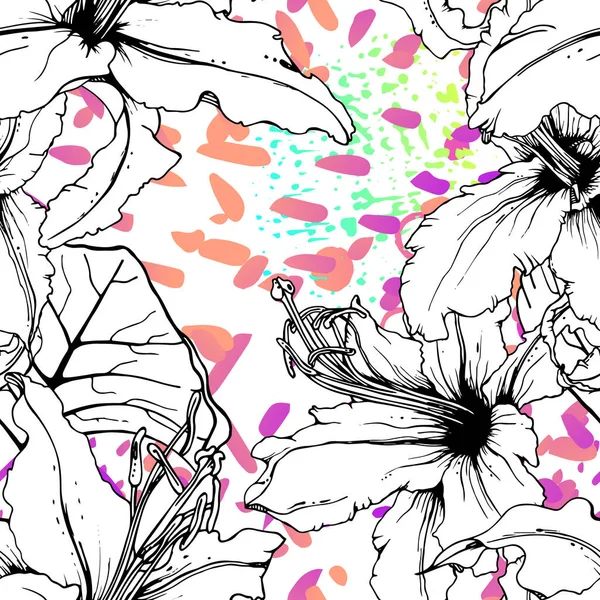 Künstlerische Floral Seamless Pattern. Vektordruck — Stockvektor