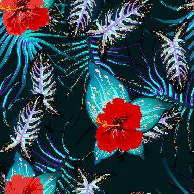 Tropik Yaprak. Modern Motif. Orman Yazdırma.