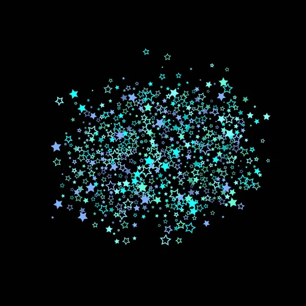 Azul, cian, estrellas de brillo turquesa, confeti. — Vector de stock