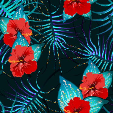 Tropik Yaprak. Modern Motif. Orman Yazdırma.