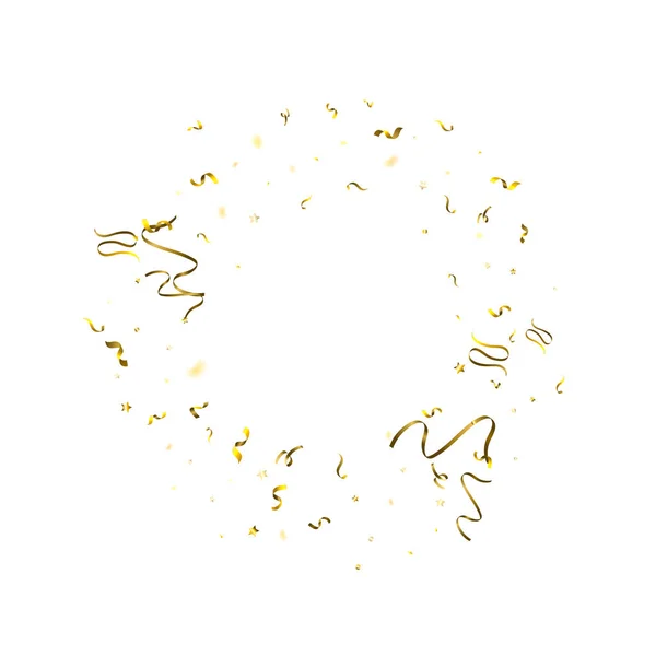 Holiday Serpentine. Gold Foil Streamers Ribbons. — Stock Vector