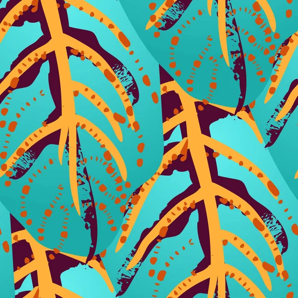 熱帯の葉。現代的なモチーフ。ジャングルプリント。葉序 — ストックベクタ