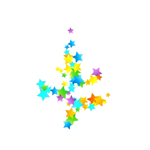 Rainbow Festive Confetti. Carnival Star Falling. — Stock Vector