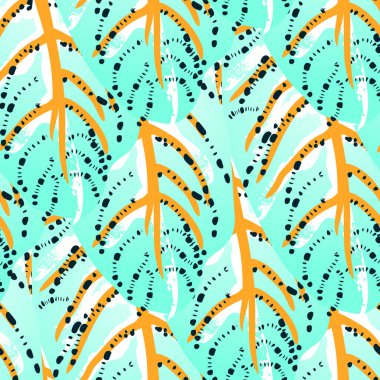 Tropik Yaprak. Modern Motif. Orman baskısı. Yapraklar