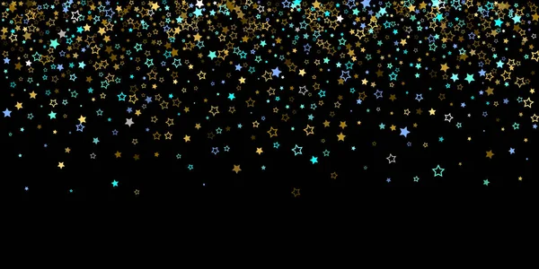 Ouro, estrelas azuis, roda dentada, confete brilhante. — Vetor de Stock