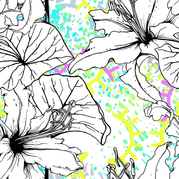 Künstlerische Floral Seamless Pattern. Vektordruck — Stockvektor