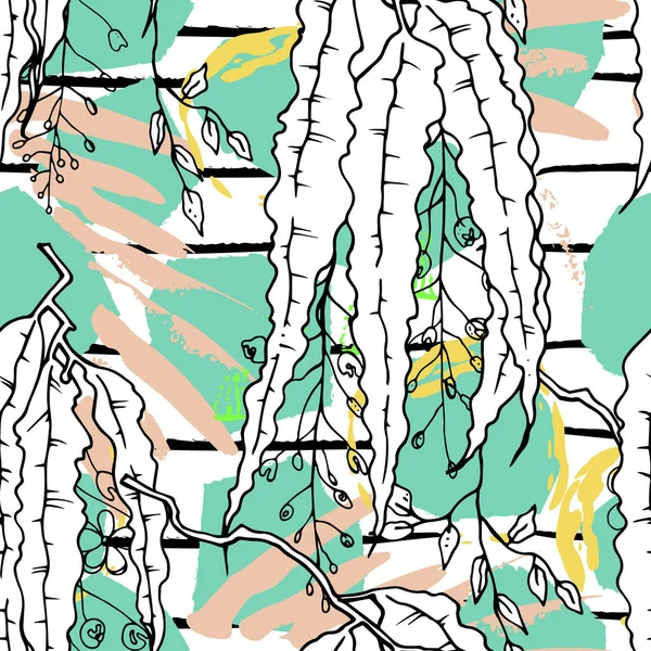 Тропический, полосатый, животный мотив. Бесшовный рисунок — стоковый вектор