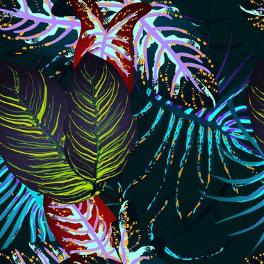 Tropik Yaprak. Modern Motif. Orman Yazdırma.