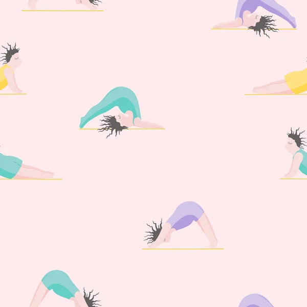 Les filles font du yoga. Modèle sans couture femme Pose Yoga — Image vectorielle