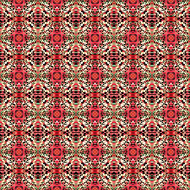 Geleneksel Grafik Doku. Turuncu, Kırmızı, Pembe 