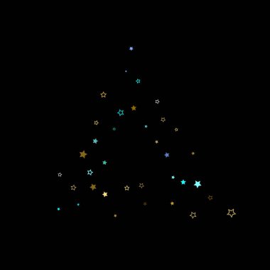 Altın, Mavi yıldızlar, çıkıntı, parlak konfeti. 