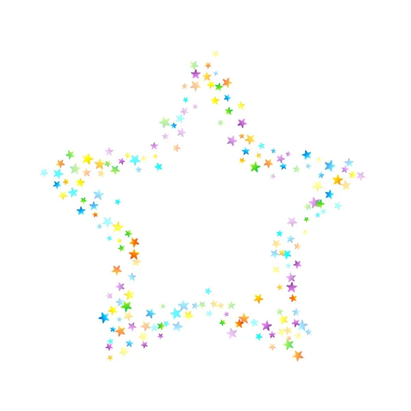 Rainbow Festive Confetti. Carnival Star Falling. — Stock Vector