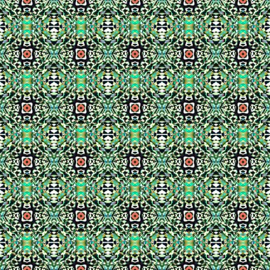 Geleneksel Grafik Doku. Teal, Yeşil, Nane 