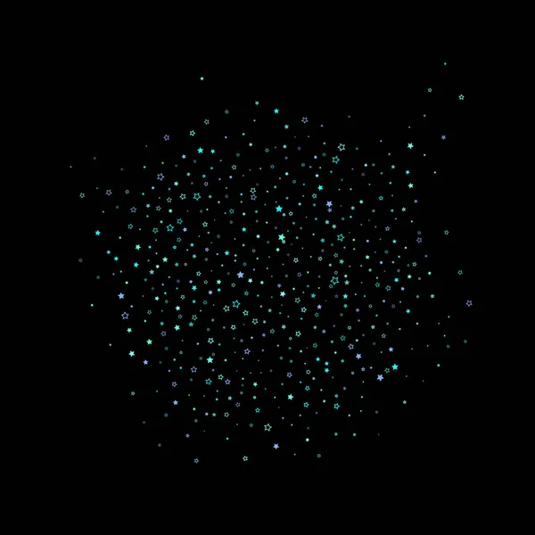 Azul, cian, estrellas de brillo turquesa, confeti. — Vector de stock