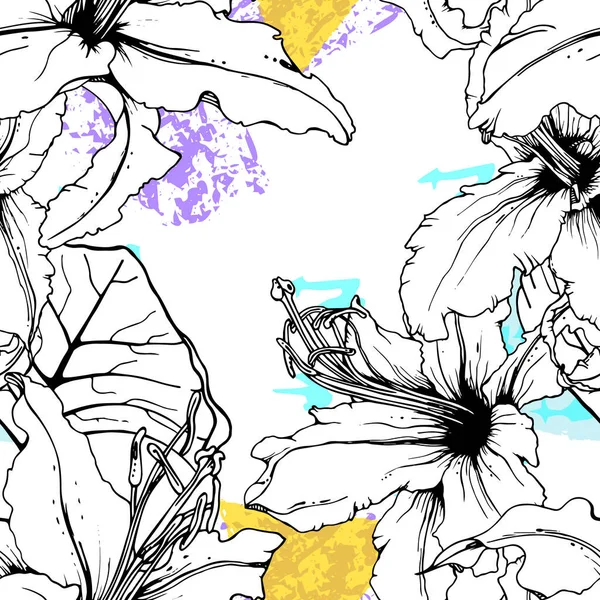 Pincel de folhas de selva tropical de impressão geométrica floral — Vetor de Stock