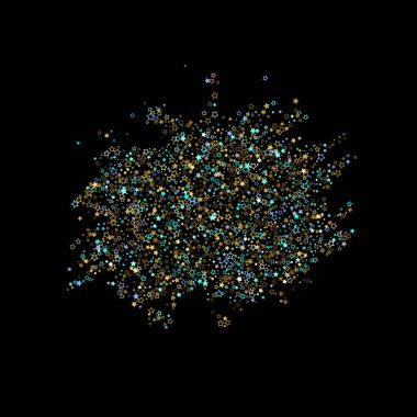 Altın, Mavi yıldızlar, çıkıntı, parlak konfeti. 