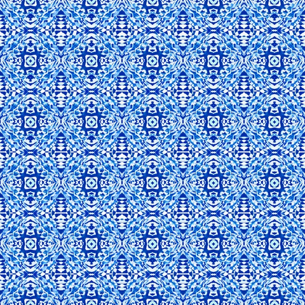 Textura Tribal Geométrica. Alfombra azul, cian, índigo . —  Fotos de Stock