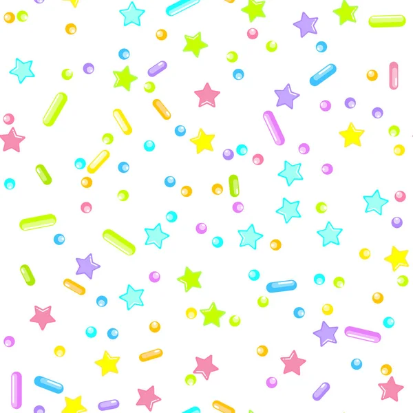 Sprinkle Cupcake Donut Topping. Seamless Pattern — Stock Vector