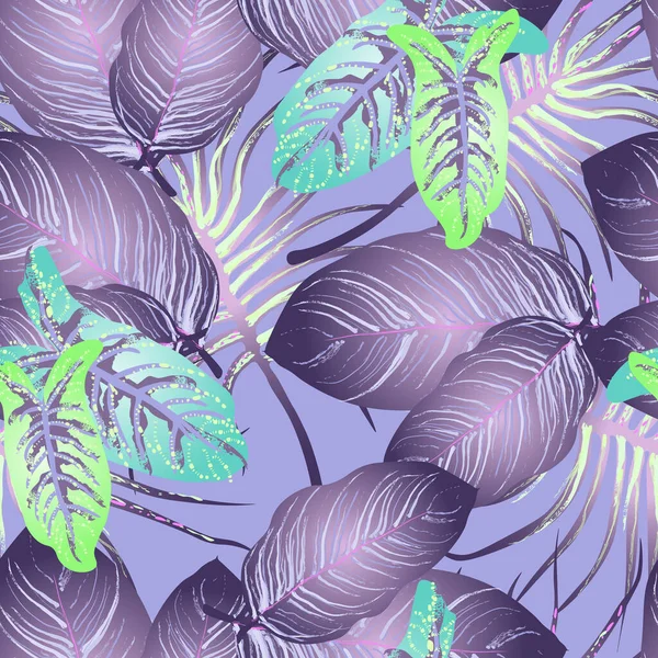 Tropical Leaf Modern Motif. Jungle Print. Foliage Summer — Stock Vector