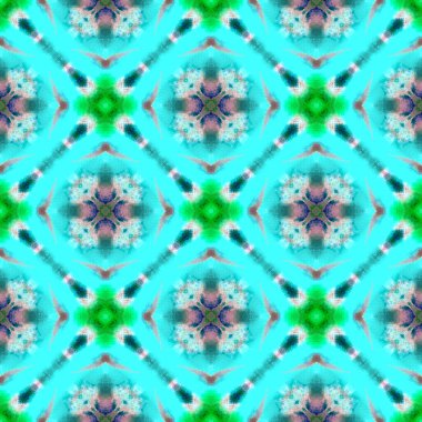 Madalyon Etnik Sanat. Mavi, Cyan, İndigo Örgü. 