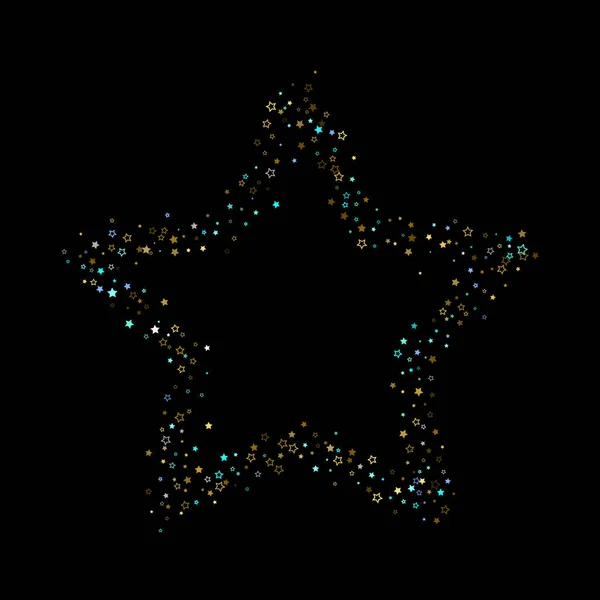 Oro, estrellas azules, piñón, confeti brillante. — Archivo Imágenes Vectoriales
