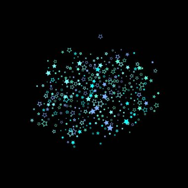 Mavi, turkuaz, turkuaz parıltılı yıldızlar, konfeti.