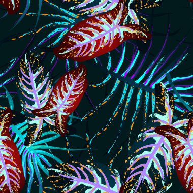 Tropik Yaprak. Modern Motif. Orman Yazdırma.