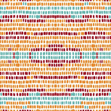 İndigo Boya Çizgili Vektör Kusursuz Desen. Boyalı Çizgili Parmak izi. İndigo Meksika Modern Baskısı. Amerikan Renk Çizgisi Kırmızı Arkaplan.