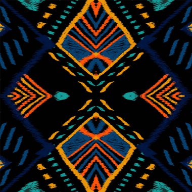 İndigo Çizim Döşemesi. Sörf Ikat Vektör Kusursuz Düzen. Japon kabilesi duvar kağıdı. Parlak Geleneksel Arap Tasarımı. Çizim Tie Dye Navajo.