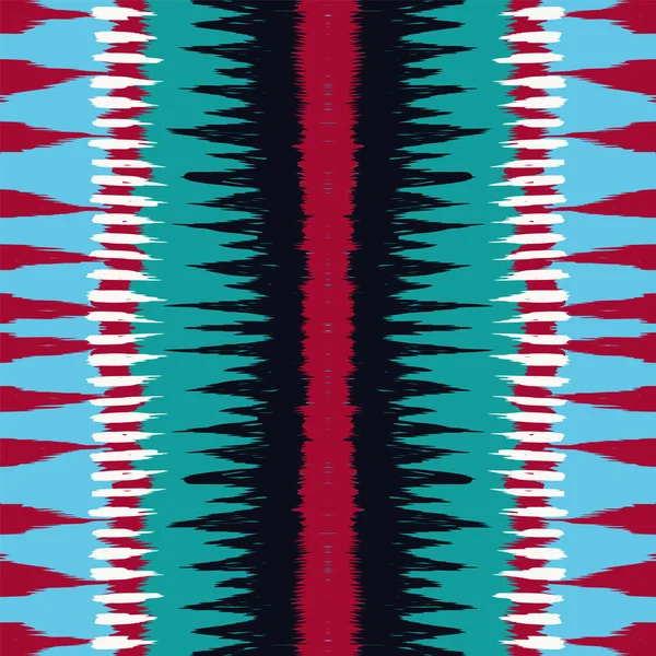 Blaues Ikat Vector Seamless Pattern. Dip-Aquarell — Stockvektor