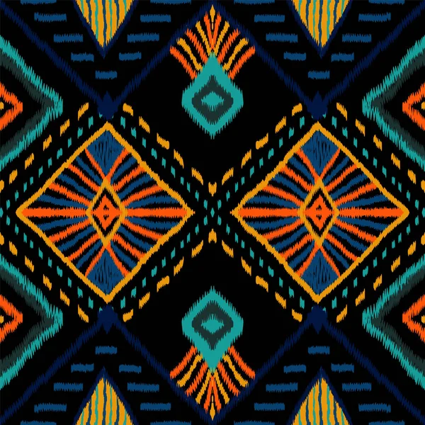 Coral elegante azulejo. Patrón escarlata Ikat Vector sin costura. Tinte de lazo japonés Textura árabe. Azure African Vintage Print. Árabe Ikat Azteca . — Vector de stock