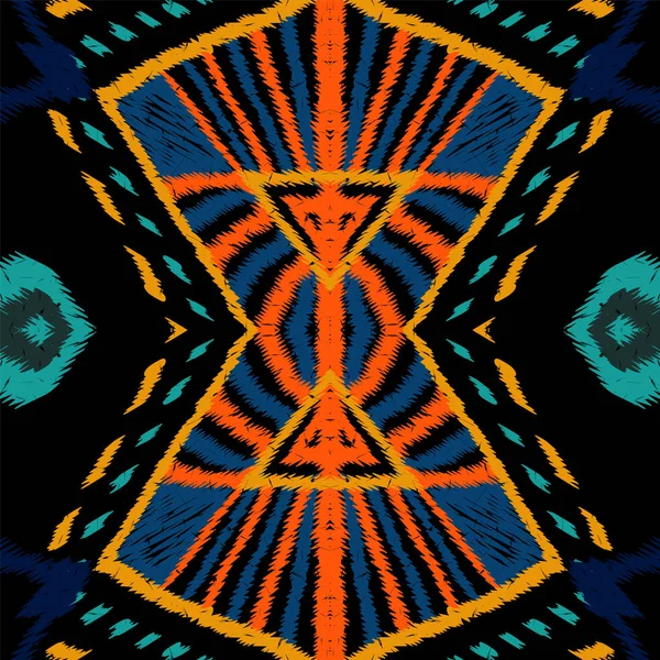 Red Stripe Tribal. Patrón azul tribal de vectores sin costura. Japan Batik Geometric Background (en inglés). Adorno de moda étnica marrón. Tela tradicional tribal . — Archivo Imágenes Vectoriales