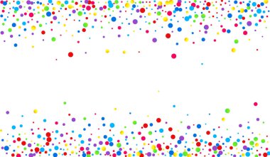 Renkli Konfeti Vektör Arkaplanı. Kutlama Toz Dokuları. Kutlama kartpostalı. Sarı Parlak Üst Kartpostal. Yuvarlak Davet Dokusu.