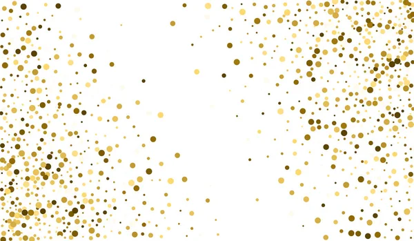 Fondo de vacaciones de polvo amarillo. Fondo de punto brillante. Patrón de arte. Fondo festivo Gold Glow. Confetti Navidad Ilustración . — Vector de stock