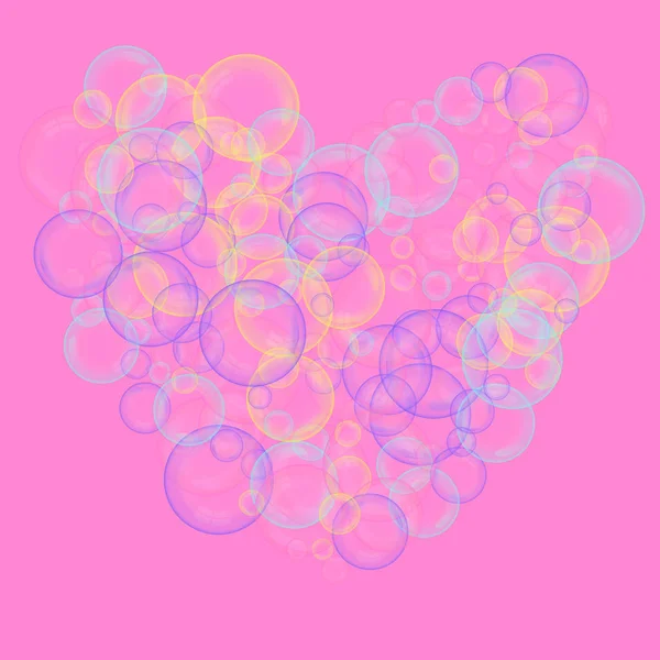 Мыльные пузыри летают. Плакат с цветными пузырями. Понятие чистоты. Пена из мыла. Косметические процедуры . — стоковый вектор