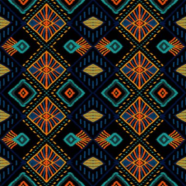 Okyanus el yapımı Batik. Pembe Halı Vektörü Kusursuz Desen. Endonezya Batik Bohem Süslemesi. Aztek çizimi baskısı. Boho Sembolü Endonezya.