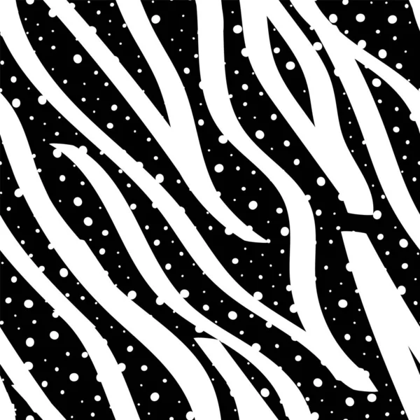 Vit imitation Tiger Fur Vector sömlös mönster. Svart läder Djungel Zebra mönster. Bläck tropisk stil. Färgglada akvarell imitation Batik bakgrund. — Stock vektor