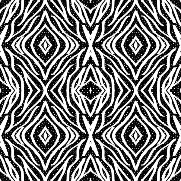 Modèle sans couture vectoriel de laine de zèbre d'imitation sombre. Style Tigre Safari en laine blanche. Style froissé dessiné. Tirage d'art Imitation Batik Print . — Image vectorielle