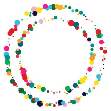 Gökkuşağı Mutlu Yuvarlak Kartı. Sarı Şeffaf Sıçrayan Sancak. Festival dokusu. Vektör Sarı Kart.