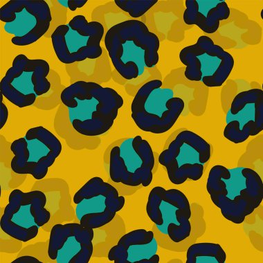 Siyah Hayvan Leo Yün Vektör Kusursuz Desen. Beyaz Saçlı Bohem Jaguar Sancağı. Soyut Çizim Çizimi. Suluboya Hayvan Kamuflajı Biçimi.