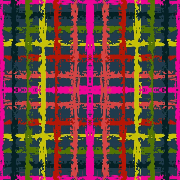 Green Fabric Checkered Vector Seamless Pattern. Red Trendy Rhombus Scandinavian Design. Stroke Scandinavian Wallpaper. Tartan Geometric Wallpaper. — Stock Vector
